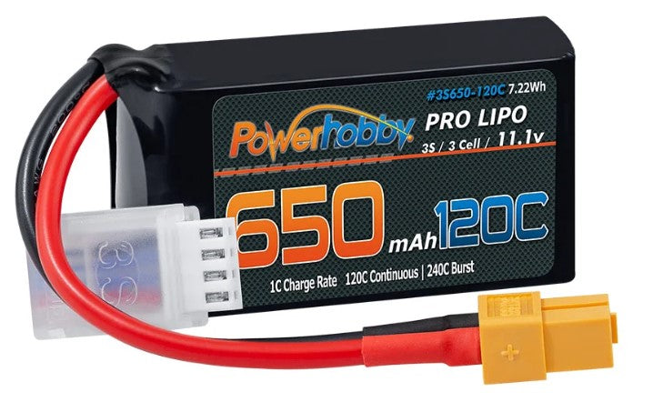 PHB-3S-650mah-120c-xt60 Powerhobby 3S 11.1V 650mAh 120C GRAPHENE Lipo Battery w XT60 Plug