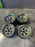 Used  Boom Racing ProBuild™ 1.9" Extra Wide LGB Adjustable Offset Aluminum Beadlock Wheels Neo Chrome/Flat Silver (set of 4)