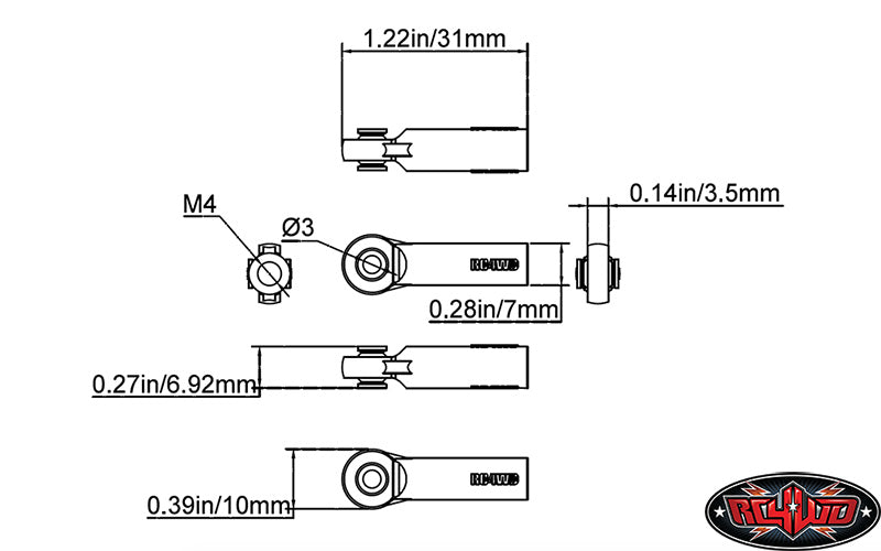 Z-S1375 RC4WD M3/M4 Plastic Long Rod Ends (20)