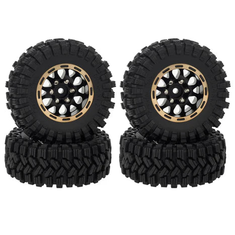 HD0956 MEUS Racing 1.2 inch Beadlock Wheels Brass 1.0(plus) Wheel & Tire Set 62*24MM -4MM Negative Hub 77G
