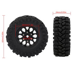HD0957 MEUS Racing 1.2 inch Beadlock Wheels Brass 1.0(plus) Wheel & Tire Set 62*24MM -4MM Negative Hub 77G