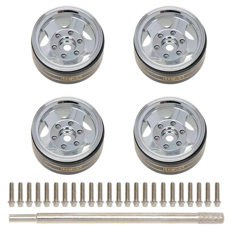 HD09678-01 MEUS RACING 1.0 Beadlock Wheel Aluminum Chrome-Plated Brass Inner Ring Negative Offset -3.25mm for Axial SCX24 TRX4M - Five Star A