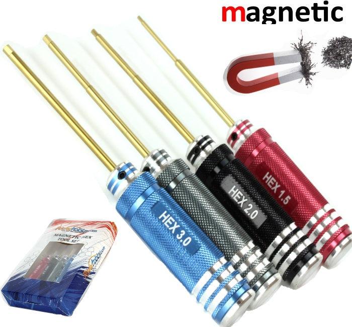 PHBPH1003 Powerhobby Metric Hex Driver Wrench Set Magnetic (4) (1.5, 2.0, 2.5, 3.0)